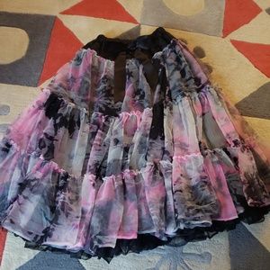 Black Kaiya Eve Watercolor Tea Length Pettiskirt